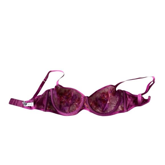 Cosabella 34F Maasai Balconette Bra Lace Embroidery Underwire Berry Pink-Multi - Picture 8 of 15